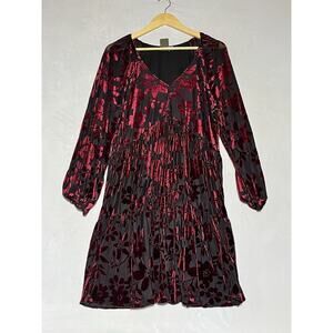 Taylor Velvet Floral Burnout A Line Dress 16 Whimsigoth Artsy Holiday Tiered